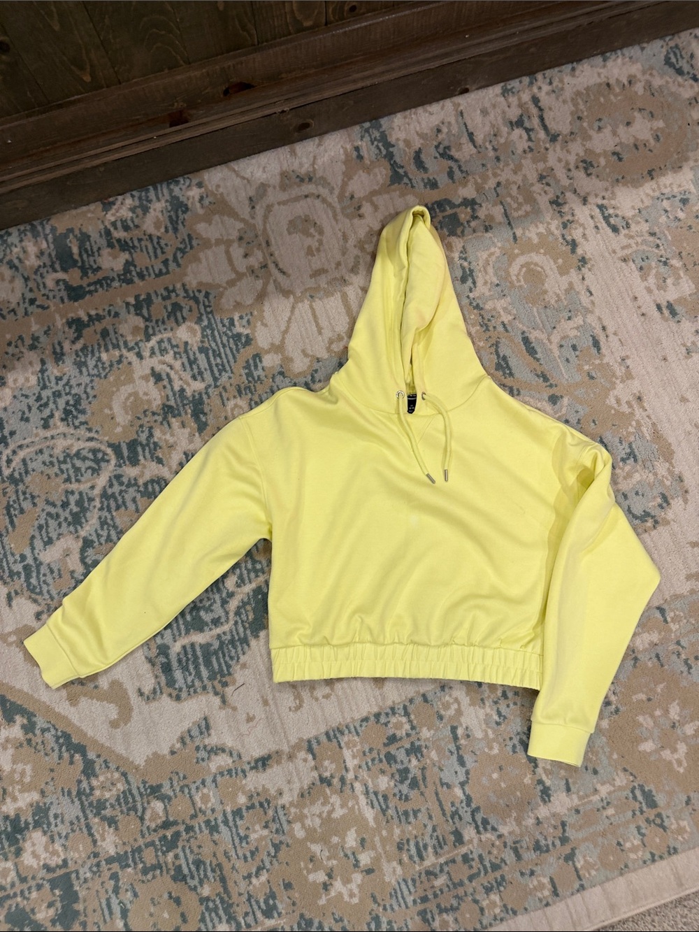 Women's Bright Yellow Cropped Hoodie with Drawstring Hood